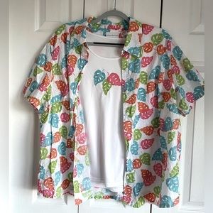 Alfred Dunner 2 Piece Shirt Sleeve Floral Shirt Set size 22W